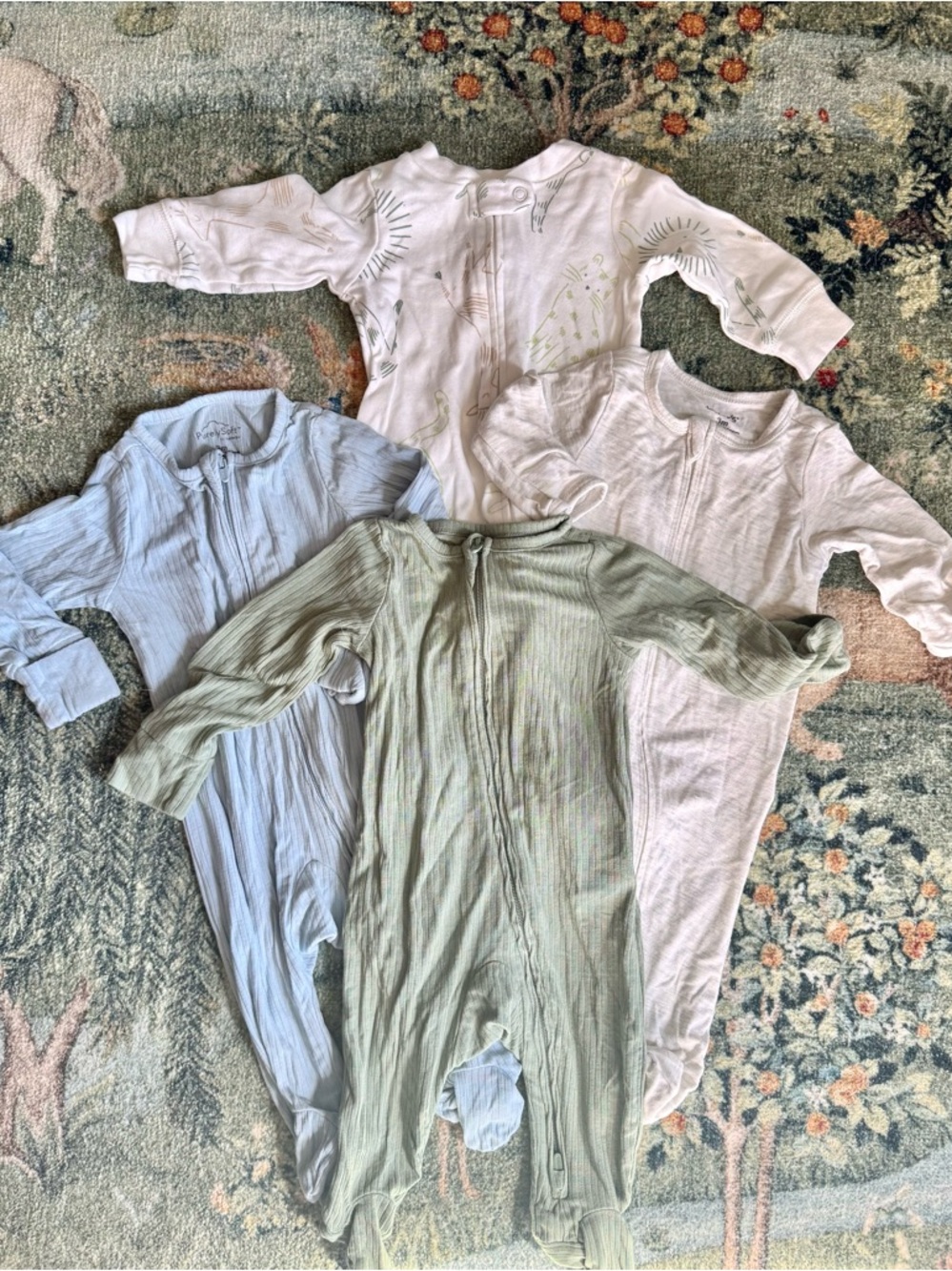 Carters Set of 4 Baby Zip Footed Sleepers 3 Months
